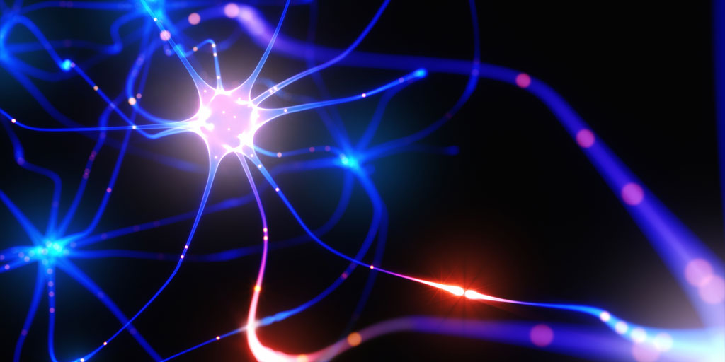 3D illustration of Interconnected neurons with electrical pulses.