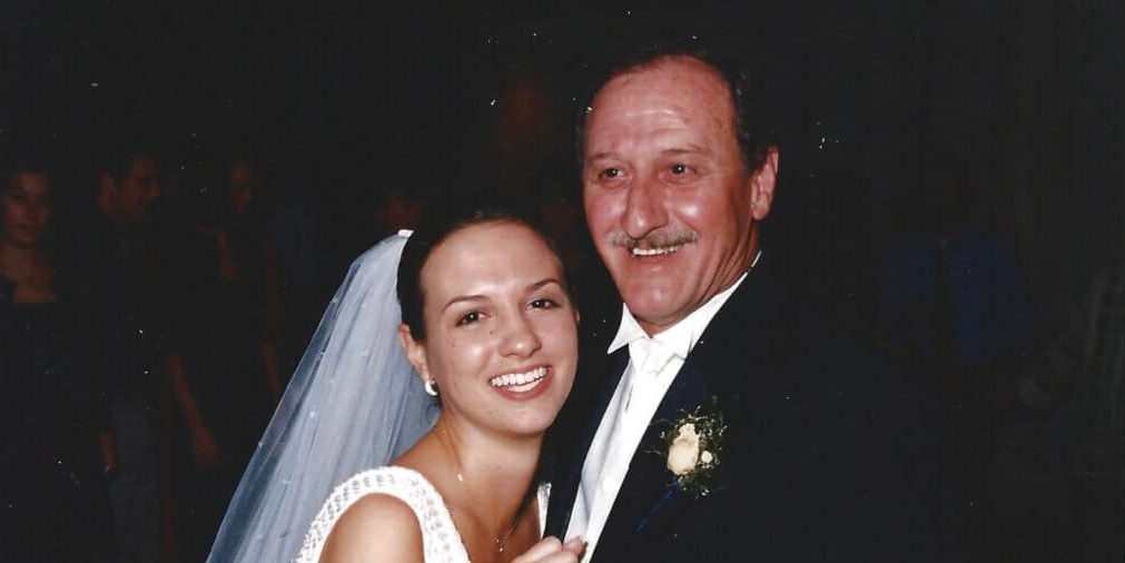 Amy and her father on her wedding day.
