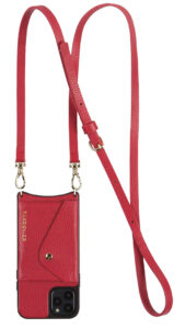 Red leather Bandolier Crossbody phone case