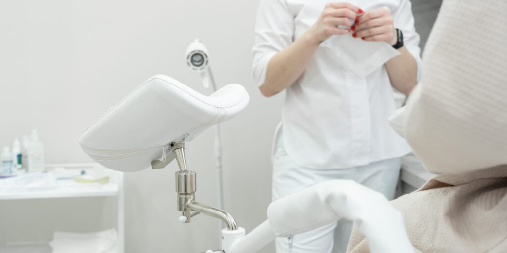 Patient with a gynecologist during the consultation in gynecological office