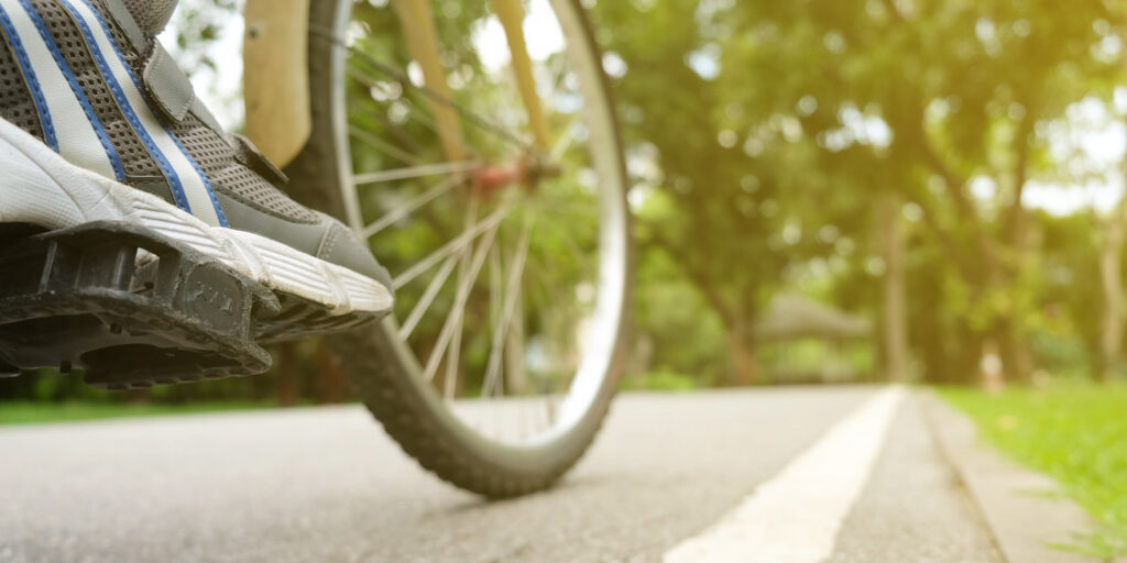 Bicycle tire on road