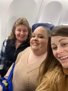 Jennifer Cruz on a flight with family