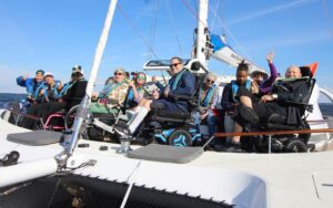 MDA Ambassador Mike Huddleston sailing with a volunteer organization