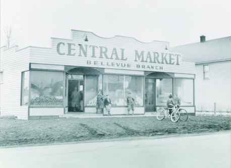 Black and white photograph of the first Central Market store