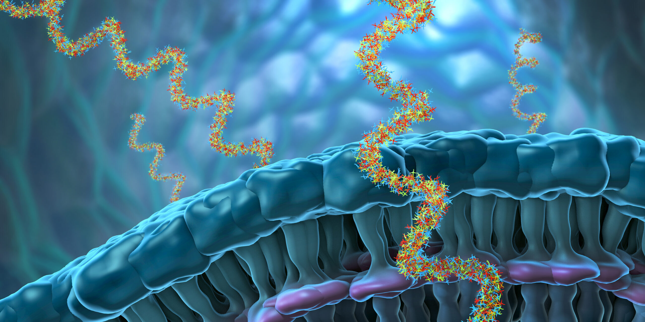 Ribonucleic acid strands consisting of nucleotides important for protein bio-synthesis - 3d illustration