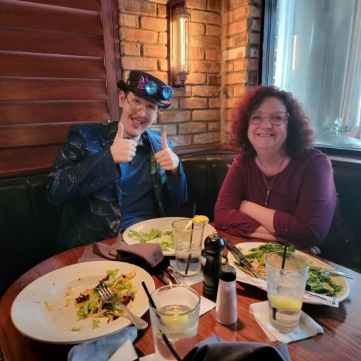 Thor and his agent, Joyce Sweeney working lunch.