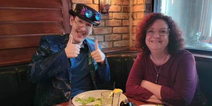 Thor and his agent, Joyce Sweeney working lunch.