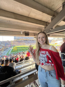 Serena at a college football game