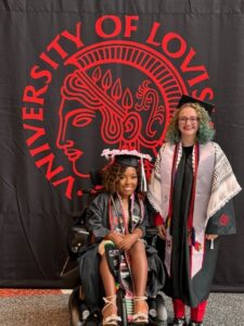 Gabrielle and another founder of Disabled Cards United. The first organization created at the University of Louisville by and for disabled students. 