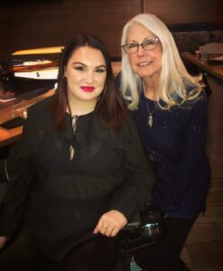 My mom Martha and I at Coopers Hawks a few months into my sobriety journey and my first time taking my power wheelchair out!