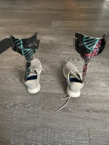 My old leg braces with a DNA double helix on them