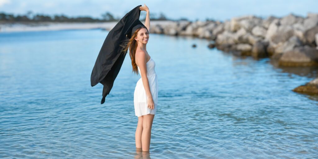 Courtney B. Cap and Gown Senior Photo