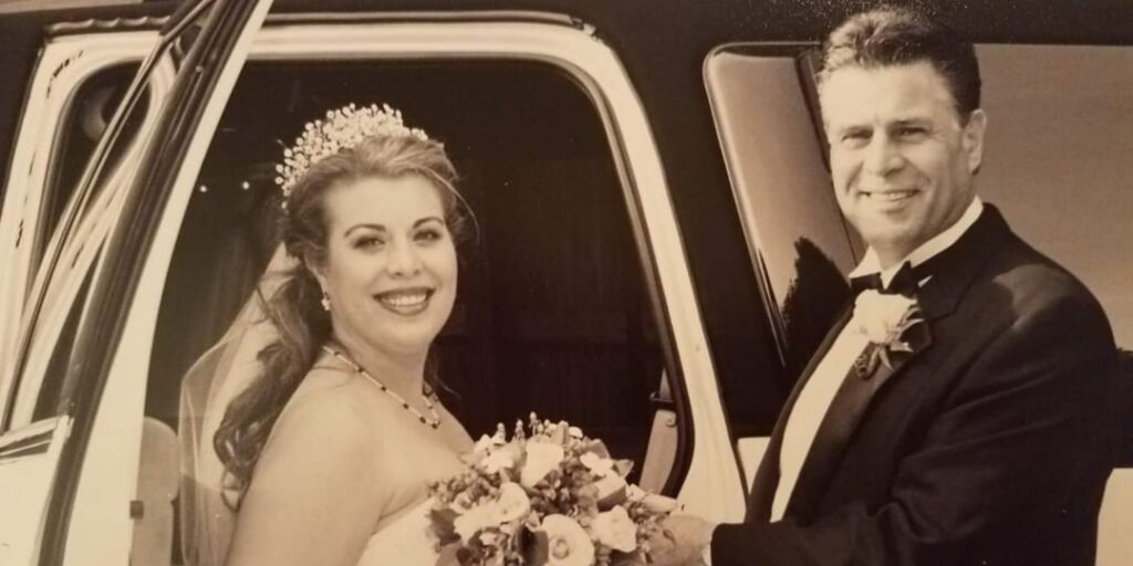 Rachel and her dad on her wedding day