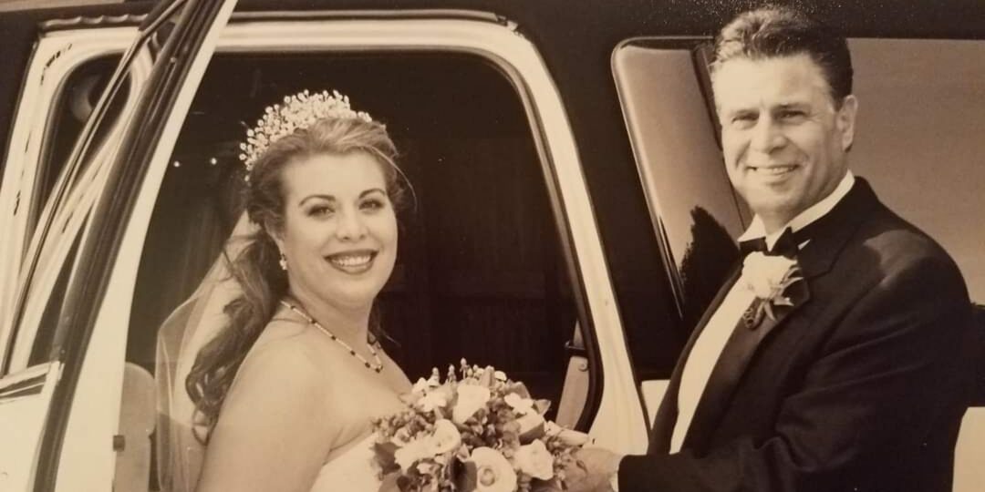 Rachel and her dad on her wedding day