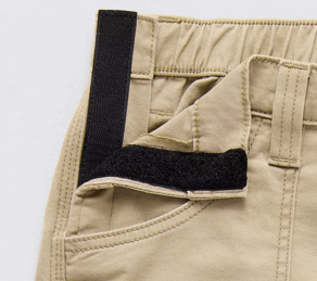 Velcro opening on the side of pant waist