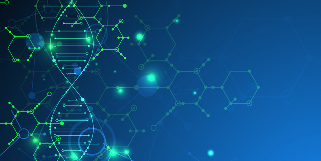 Science template, wallpaper or banner with a DNA molecules. Vector illustration.