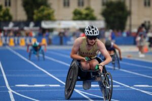 Brayden setting the current State record for the adaptive 100m dash, winning his 6th state championship