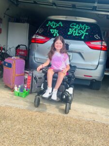 Faith headed to MDA Summer Camp.