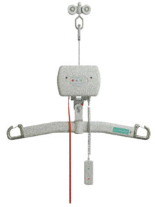 Ceiling-mounted lift hardware.