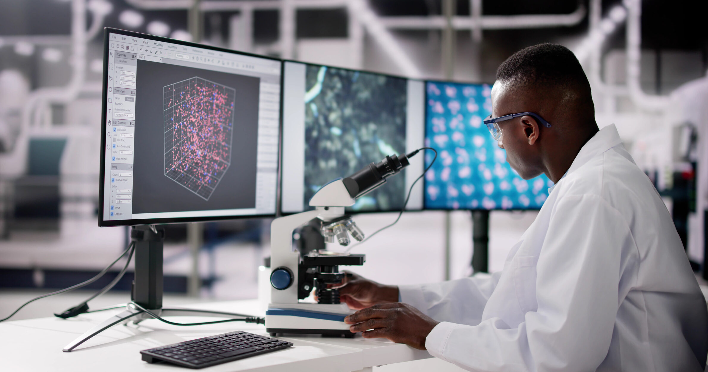 Research Lab Scientist Using Computer. Medical Science