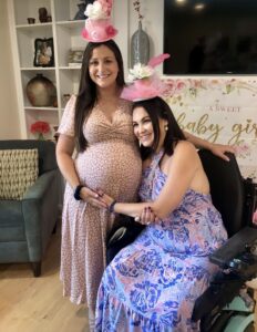 Cassidy and her childhood Friend Lisa at Lisa’s baby shower.