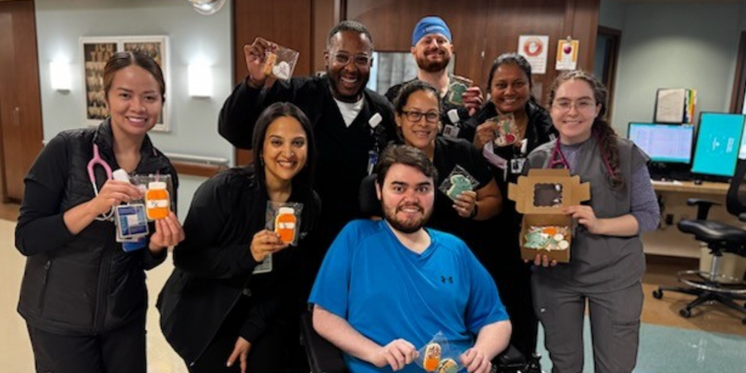 Zach with the trauma team at the hospital after his recovery