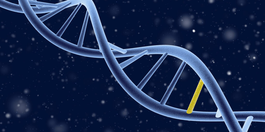 DNA strand on blue background