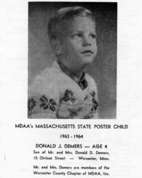 A printed announcement of Donnie as an MDA Ambassador in the 1960s