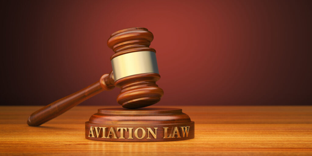 Aviation Law. Gavel and word Aviation on sound block